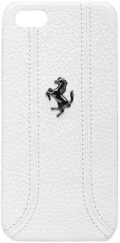 Чехол для iPhone 5 Ferrari Grain Leather Hard White (FEFFHCP5FW)