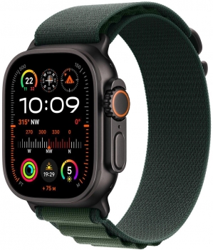 Apple Watch Ultra 2 2024 49mm Black Titanium Case Dark Green Alpine Loop Medium